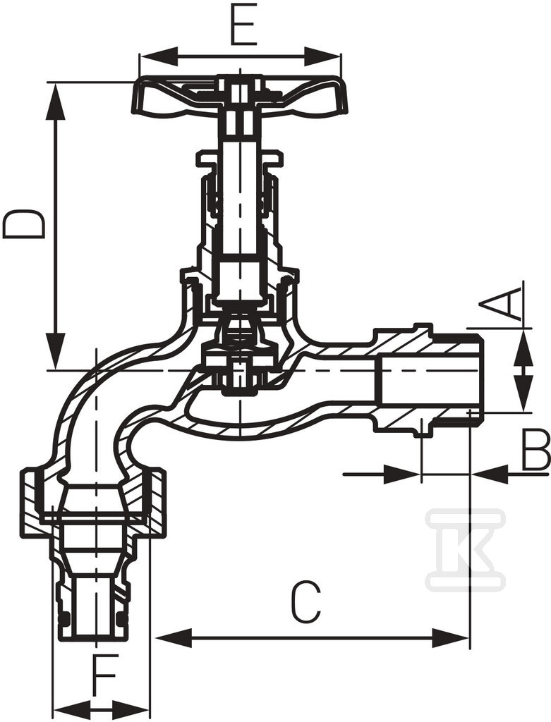 Zawór czerpalny grzybkowy żeliwny, 1-2" - ZGC01W